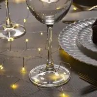 Гирлянда &laquo;Мишура&raquo; 2 м, роса, IP20, серебристая нить, 50 LED, от батареек CR2032&times;2, свечение тёплое белое