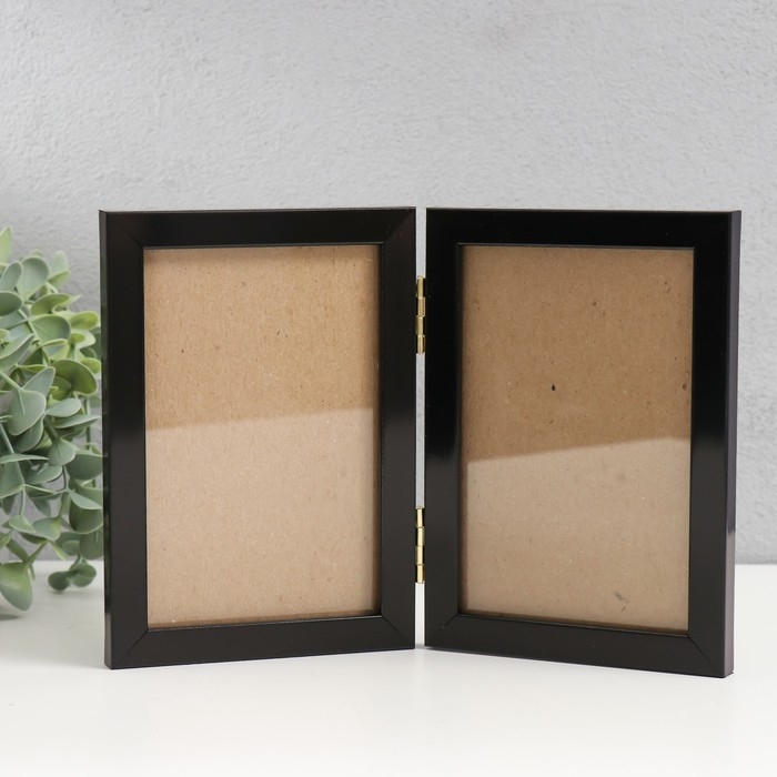 Фоторамка пластик 10х15 см, двойная вертикальная, чёрный Фоторамка пластик 10х15 см, двойная вертикальная, чёрный