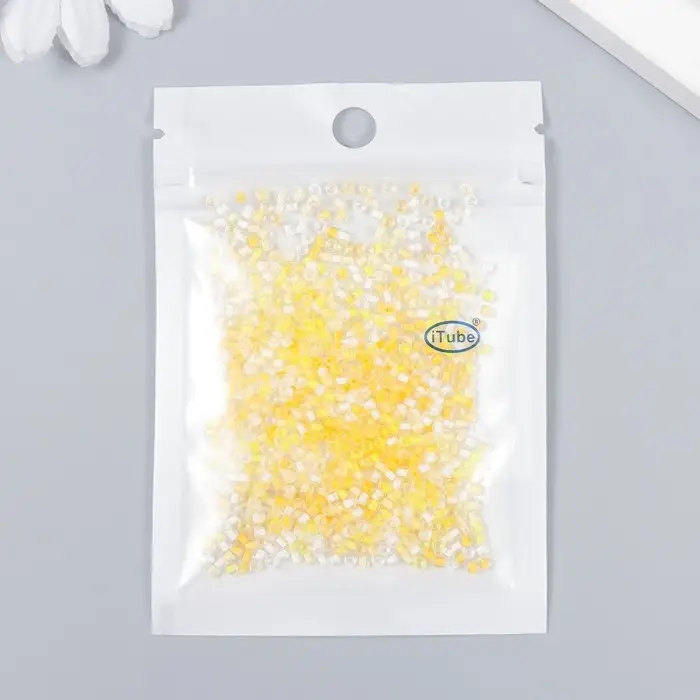 Бисер стекло 12/0  Бисер стекло 12/0 "Прозрачный. Цветная серединка. Жёлтый" 10 гр