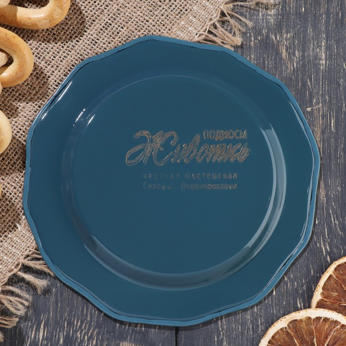 Поднос жостовский Поднос жостовский "Розы", тёмно-серый, круглый, D=17 см