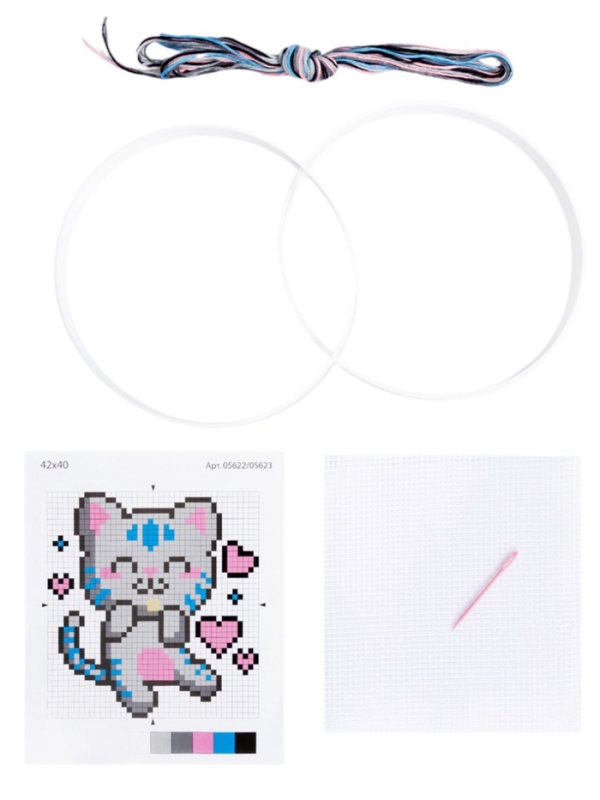 Набор для творчества. Вышивка Набор для творчества. Вышивка "Счастливый котик" (с пяльцами) 05622