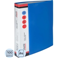 Папка файловая 100 файлов, карман/кор Элемент А4 800мкм син