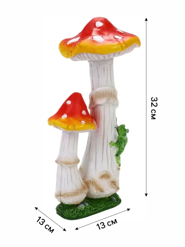Садовая фигура из полистоуна &laquo;Мухомор с лягушкой&raquo;, 13&times;13&times;32 см