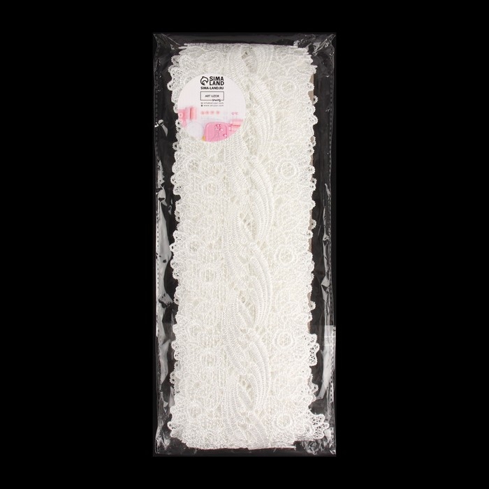 Кружево гипюровое, 80 мм × 9 ± 0,5 м, цвет белый Кружево гипюровое, 80 мм × 9 ± 0,5 м, цвет белый