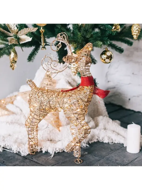 Светодиодная фигура &laquo;Олень золотистый&raquo; 40&times;60&times;18 см, металл, 220 В, свечение тёплое белое