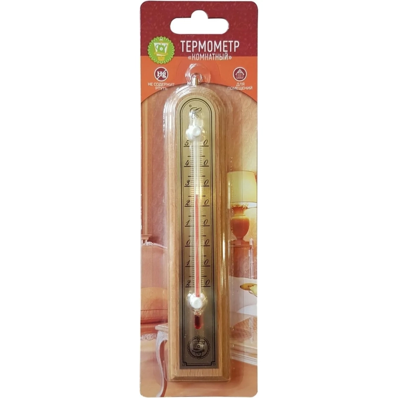 Термометр комнатный 3,9х18,8см., светлое дерево (466106)