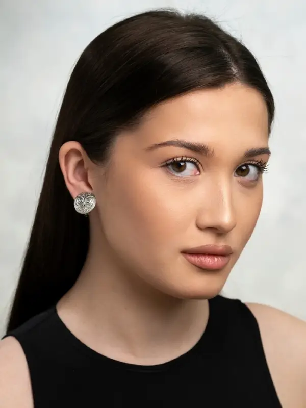 Серьги клипсы для ушей QF &laquo;Сова&raquo;, цвет чернёное серебро