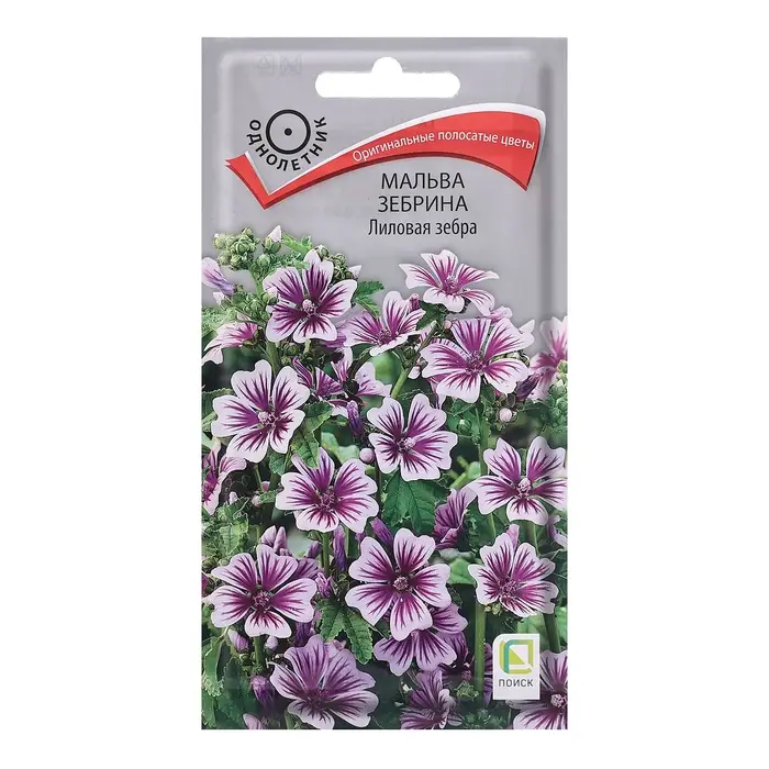 Семена цветов Мальва зебрина  Семена цветов Мальва зебрина "Лиловая зебра", 0,2гр.