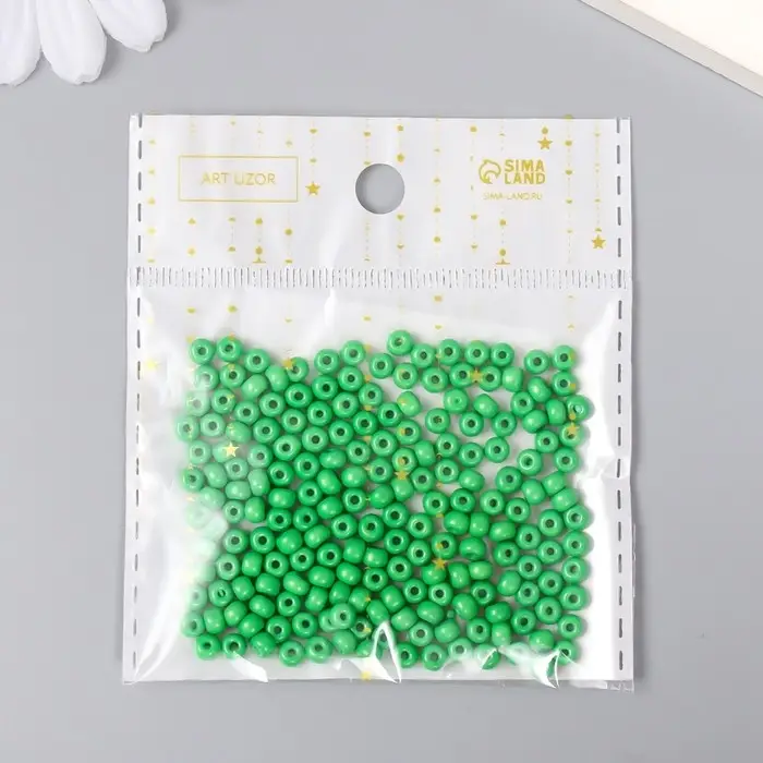 Бисер стекло 6/0 "Лесной зелёны" 15 гр