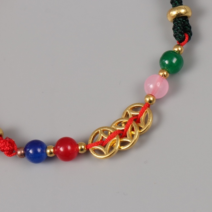 Браслет фен-шуй Браслет фен-шуй "Три золотых монетки" регулируемая длина набор 5 шт