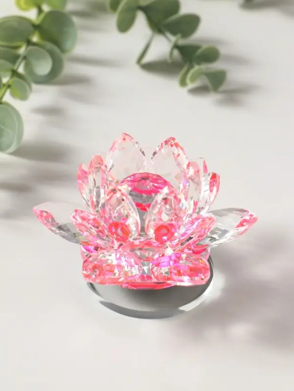 Фигурка стекло &laquo;Розовый лотос на подставке&raquo;, вращается 5.5&times;9&times;9 см