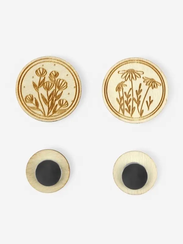 Игольница &laquo;Цветы&raquo; TEIRA, с магнитом, круглая, d=3 см, набор 2 шт., деревянная