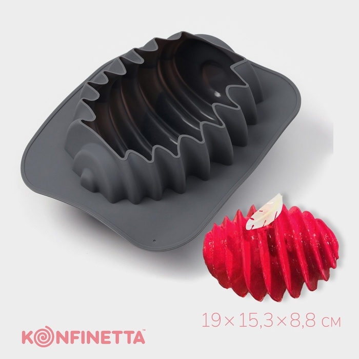 Форма для выпечки и муссовых десертов KONFINETTA «Грани», силикон, 19×15,3×8,8 см, серая Форма для выпечки и муссовых десертов KONFINETTA «Грани», силикон, 19×15,3×8,8 см, серая