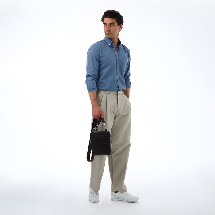 Сумка мужская TEXTURA, через плечо, натуральная кожа, цвет тёмно-коричневый Сумка мужская TEXTURA, через плечо, натуральная кожа, цвет тёмно-коричневый