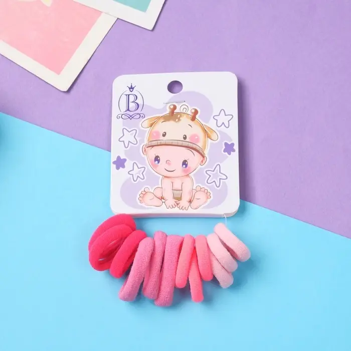 Резинка для волос  Резинка для волос "Карапуз" (набор 12 шт) шапочка, 2,5 см, розовый