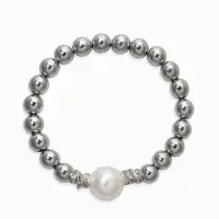 Браслет "Стильный жемчуг" (набор 5шт), №8/16, цвет белый в серебре