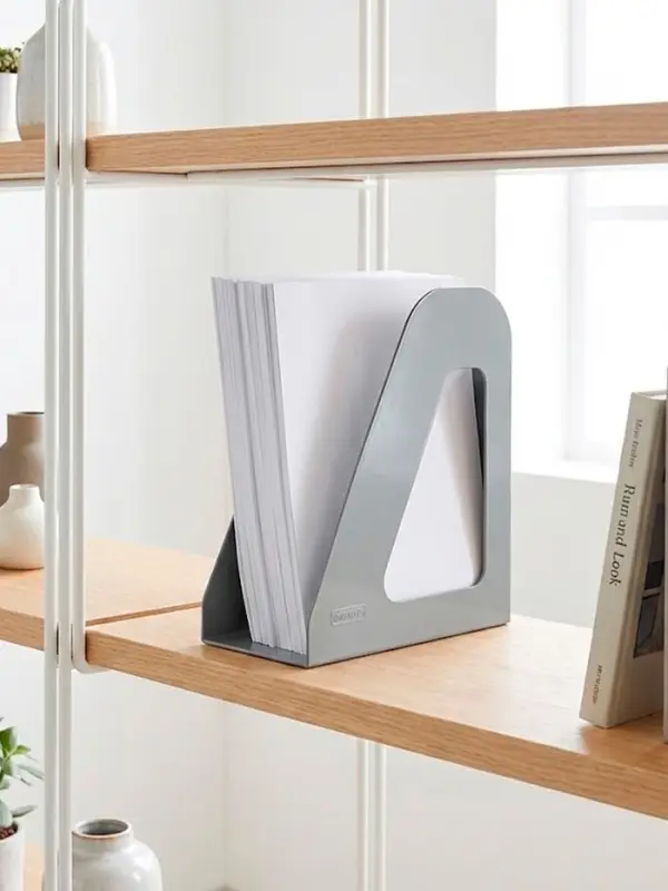 Лоток для бумаг Стамм &laquo;Фаворит&raquo;, А4, вертикальный, пластиковый, 1 отделение, серый, ширина 90 мм