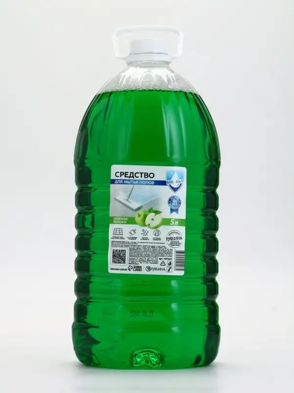 Средство для мытья пола, 5 л, аромат зелёное яблоко, Mr.Быт Средство для мытья пола, 5 л, аромат зелёное яблоко, Mr.Быт