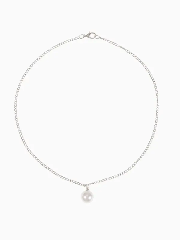 Бусы 2 яруса &laquo;Рошель&raquo;, подвеска капля на цепочке, шар №12, L=42 см, белые в серебре