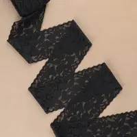 Кружево эластичное, 58&plusmn;2 мм, 10&plusmn;1 м, чёрное