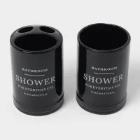 Аксессуары для ванной &laquo;Лофт&raquo;, 4 предмета, мыльница, дозатор для мыла 420 мл, 2 стакана, чёрные