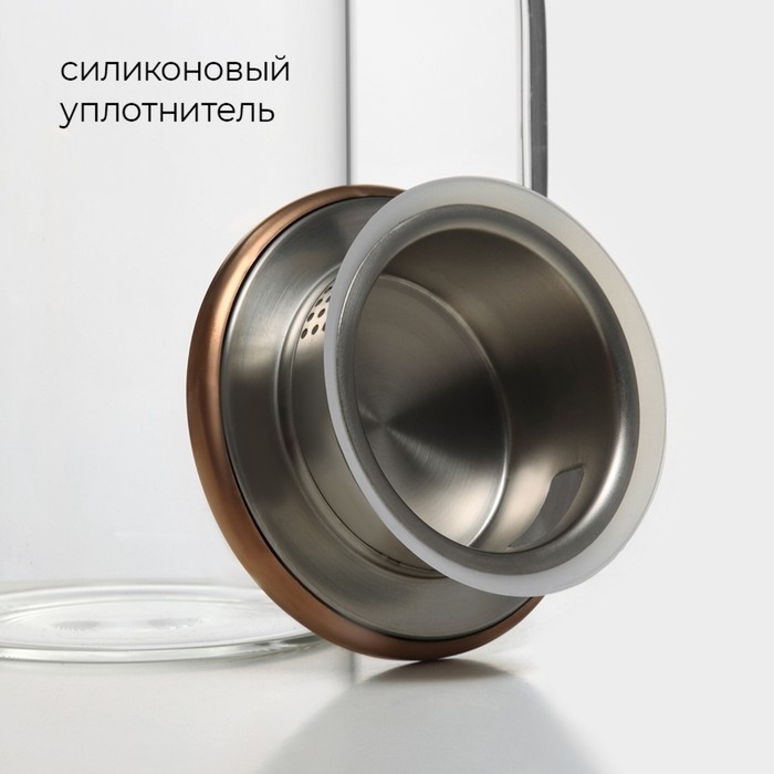 Кувшин для воды Magistro «Богема», 1 л, 13×9×23 см, стекло, бронзовая крышка, прозрачный Кувшин для воды Magistro «Богема», 1 л, 13×9×23 см, стекло, бронзовая крышка, прозрачный