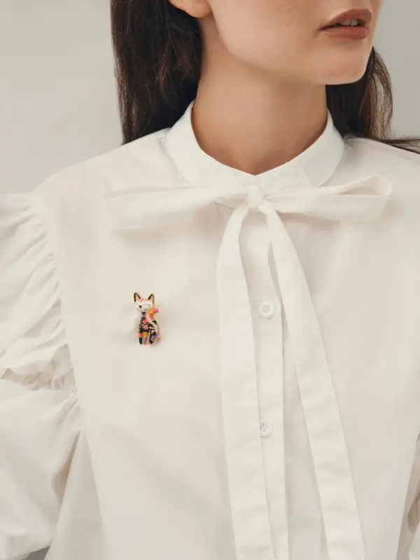Брошь &laquo;Кошка&raquo;, расписная, цветная в золоте