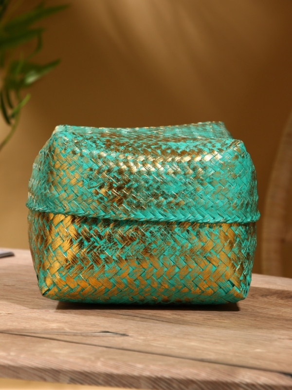 Корзинка плетеная "Голден мини" 19х19х14 см, голубой