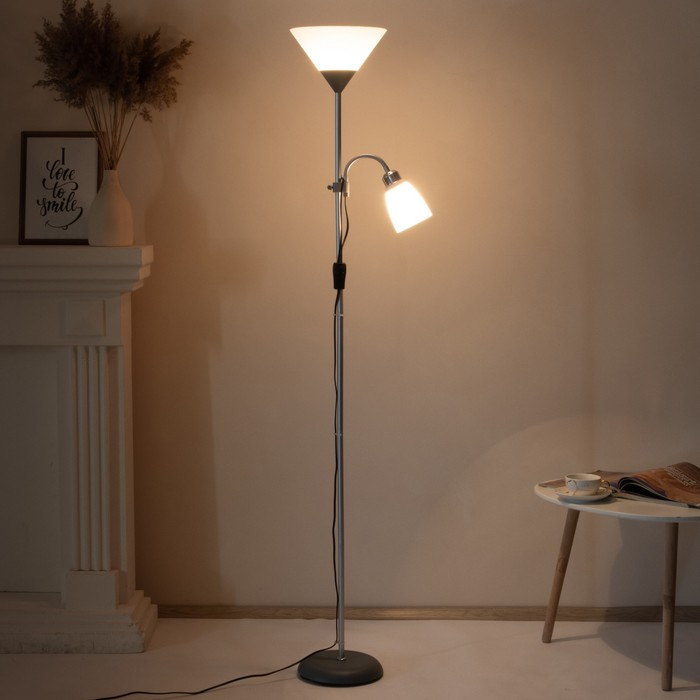 Торшер  Торшер "Тренд 2" 1х40Вт Е27+1хЕ27 40Вт серебристый 22х22х180 см.