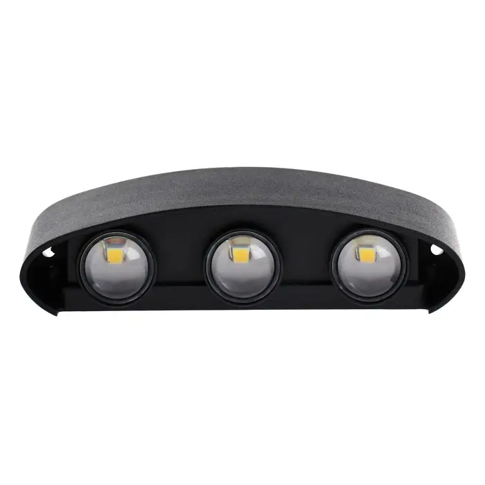 Светильник фасадный &laquo;Полусфера&raquo;, FSD-070, 6 Вт, 3000К, 3 луча, IP65, 220 В, пластик, чёрный
