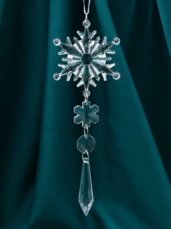 Украшение ёлочное "Льдинка" снежинка кристалл, 20х6 см, прозрачный