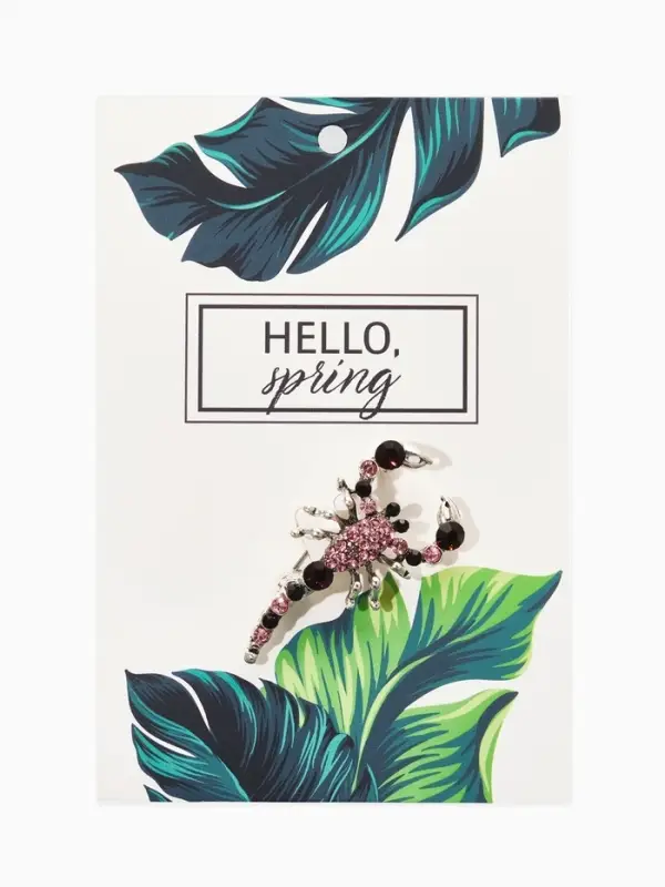 Брошь &laquo;Скорпион&raquo;, розовая, фиолетовый в черненом серебре