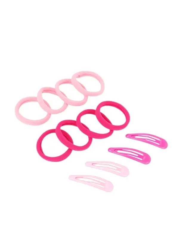Набор для волос QF &laquo;Мира&raquo;, 12 шт.: 4 невидимки 5 см, 8 резинок 3.5 см, розовый