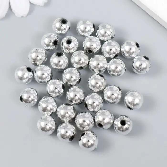 Бусины для творчества пластик "Серебро" набор 20 гр 1х1 см