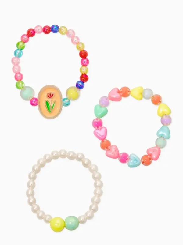 Браслет детский набор 3 шт. "Выбражулька" тюльпан в сердцах, цвет МИКС