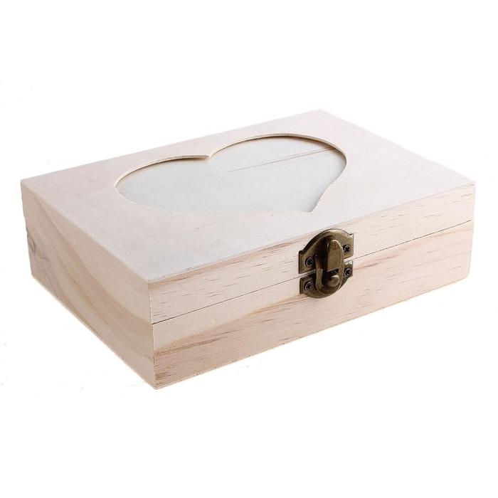 Шкатулка для росписи с фоторамкой  Шкатулка для росписи с фоторамкой "Сердце" МИКС 16,5х11,7х5 см