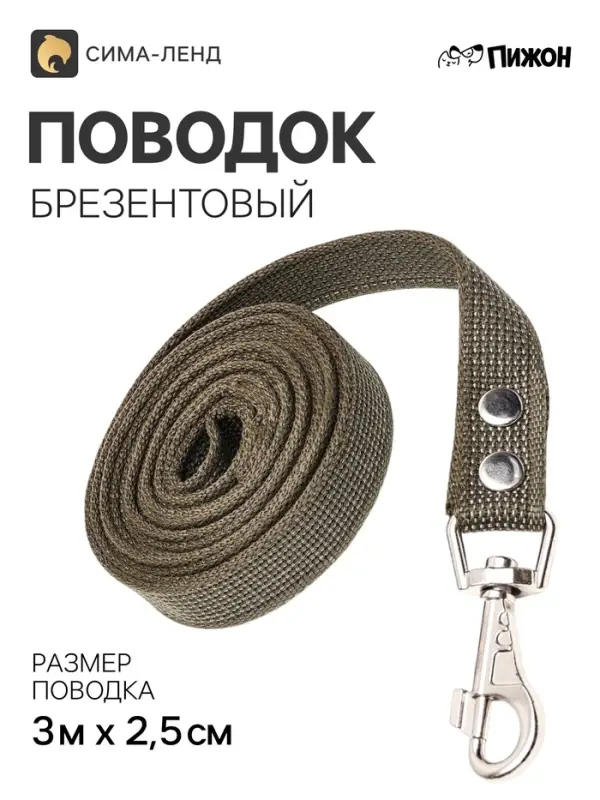 Поводок брезентовый 3 м &times; 2.5 см, тёмно-зелёный