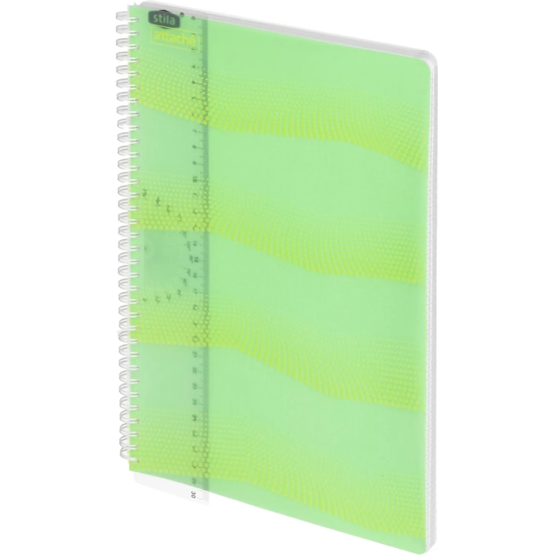 Бизнес-тетрадь WAVES А4 100л. ATTACHE клет,спир,пласт,заклад,цв.зеленый