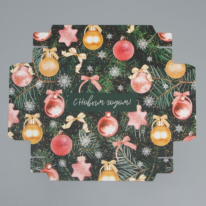 Коробка подарочная новогодняя складная «С Новым годом!», 21 х 15 х 7 см Коробка подарочная новогодняя складная «С Новым годом!», 21 х 15 х 7 см