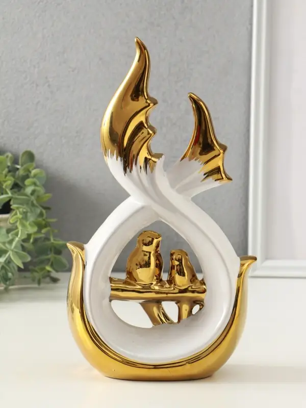 Сувенир керамика Сувенир керамика "Две птички на ветке" белый с золотом 7х15,5х29,5 см