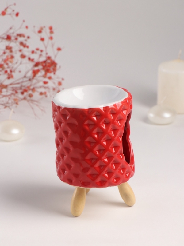 Аромалампа керамика на ножках Аромалампа керамика на ножках "Ромбики" оранж 8,2х8,2х12 см