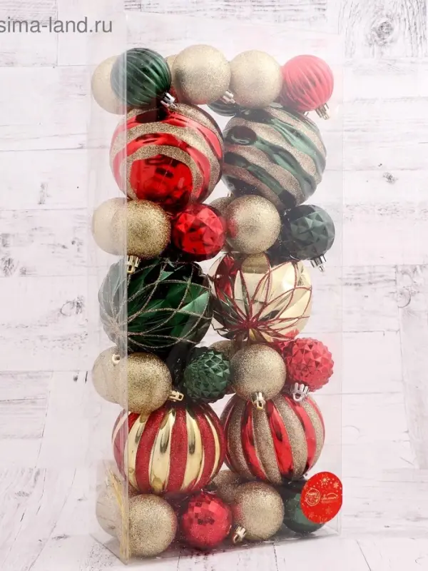 Ёлочные игрушки &laquo;Новогодний маскарад&raquo;, шары новогодние, набор 38 шт., МИКС