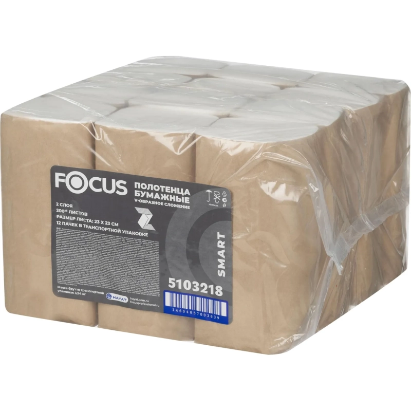 Полотенца бумажные д/дисп FOCUS SMART Vсл 2сл 200л 12пач/уп_5103218