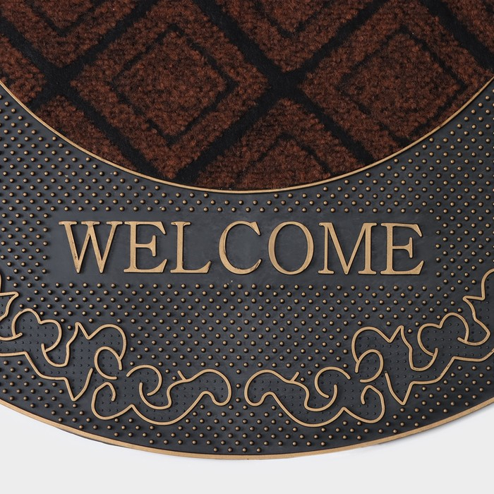 Коврик придверный полукруглый Доляна «Welcome узорный», 45×74 см Коврик придверный полукруглый Доляна «Welcome узорный», 45×74 см