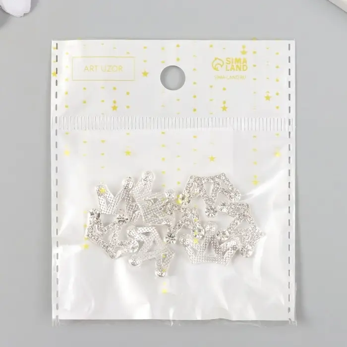 Декор для творчества металл "Корона" серебро, стразы 1,4х2 см
