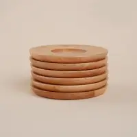 Сервиз чайный SL Home &laquo;Тренто&raquo;, 12 предметов: 6 чашек 90 мл, 6 деревянных подставок, фарфор, белый