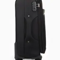 Чемодан 20",Текст,36*25*58,отд на молнии,1 нар/карм, увелич,код замок,4 колеса, черный