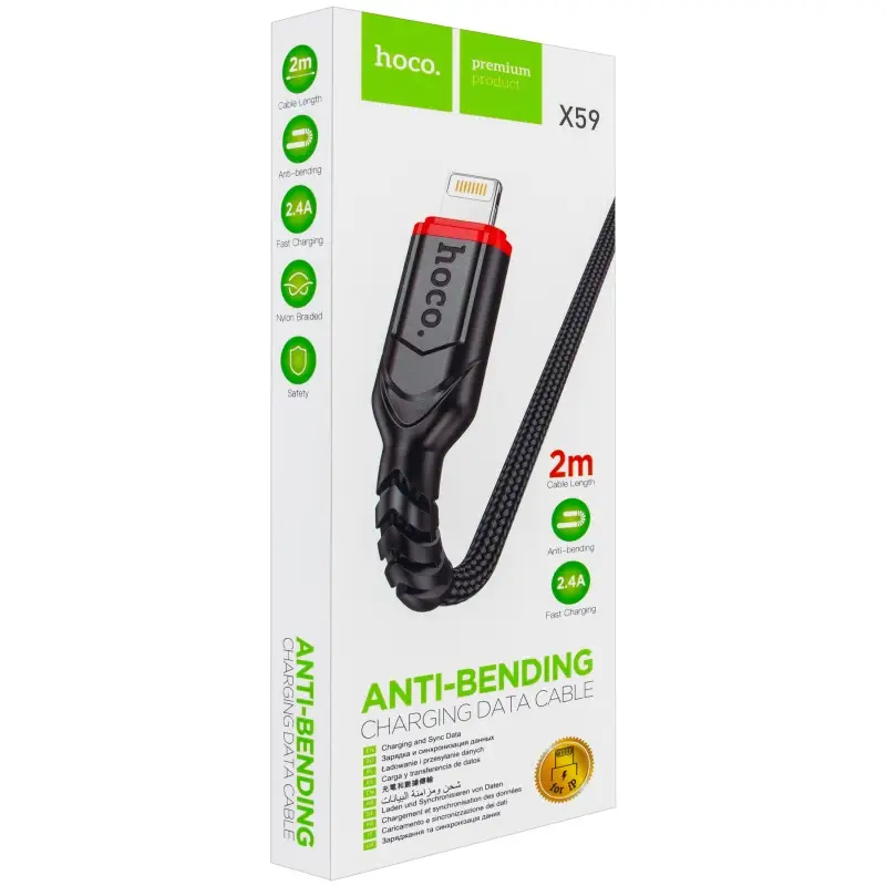 Кабель USB на Lightning 2M 2.4A X59 HOCO черный