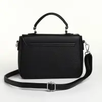 Сумка женская мессенджер TEXTURA на клапане, 24&times;7&times;16 см, чёрная