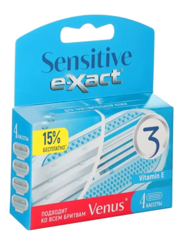Кассеты женские E-Xact 3 лезвия, 4 шт.